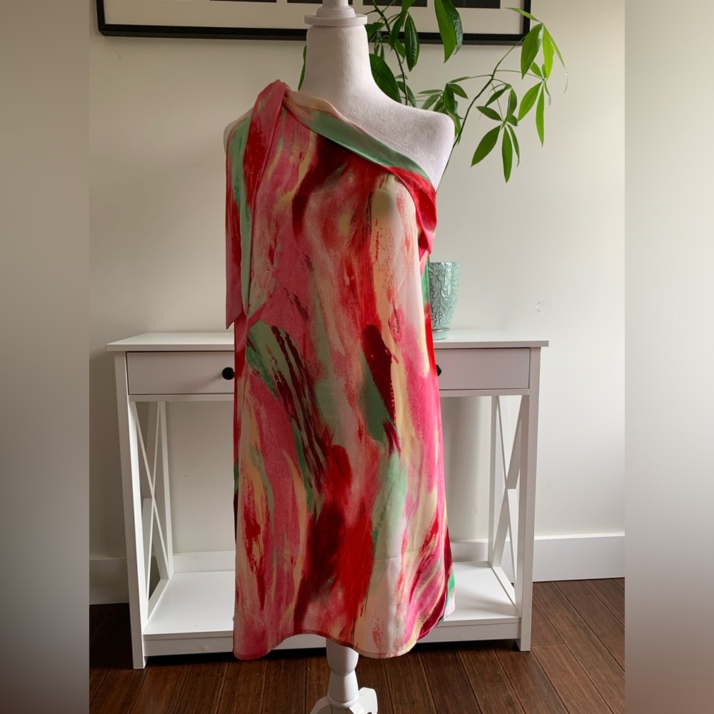 Elegant Multicolor One-Shoulder Mini Dress